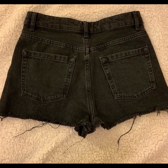 High rise black denim ripped mom shorts. - Picture 6 of 6